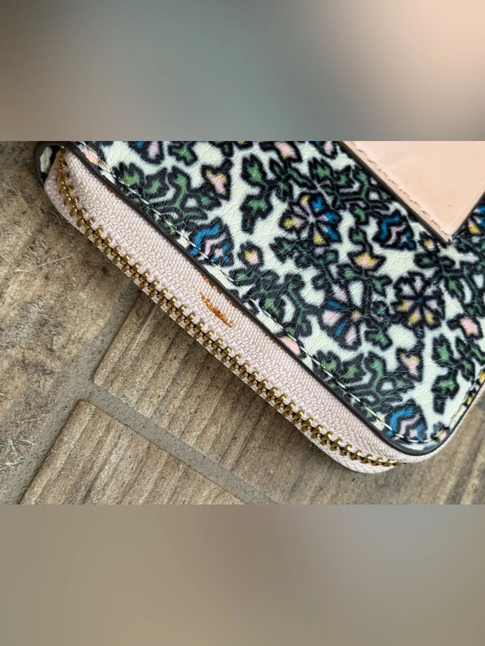Tory Burch Color-Block Zip Continental Wallet in Ivory Wild Pansy